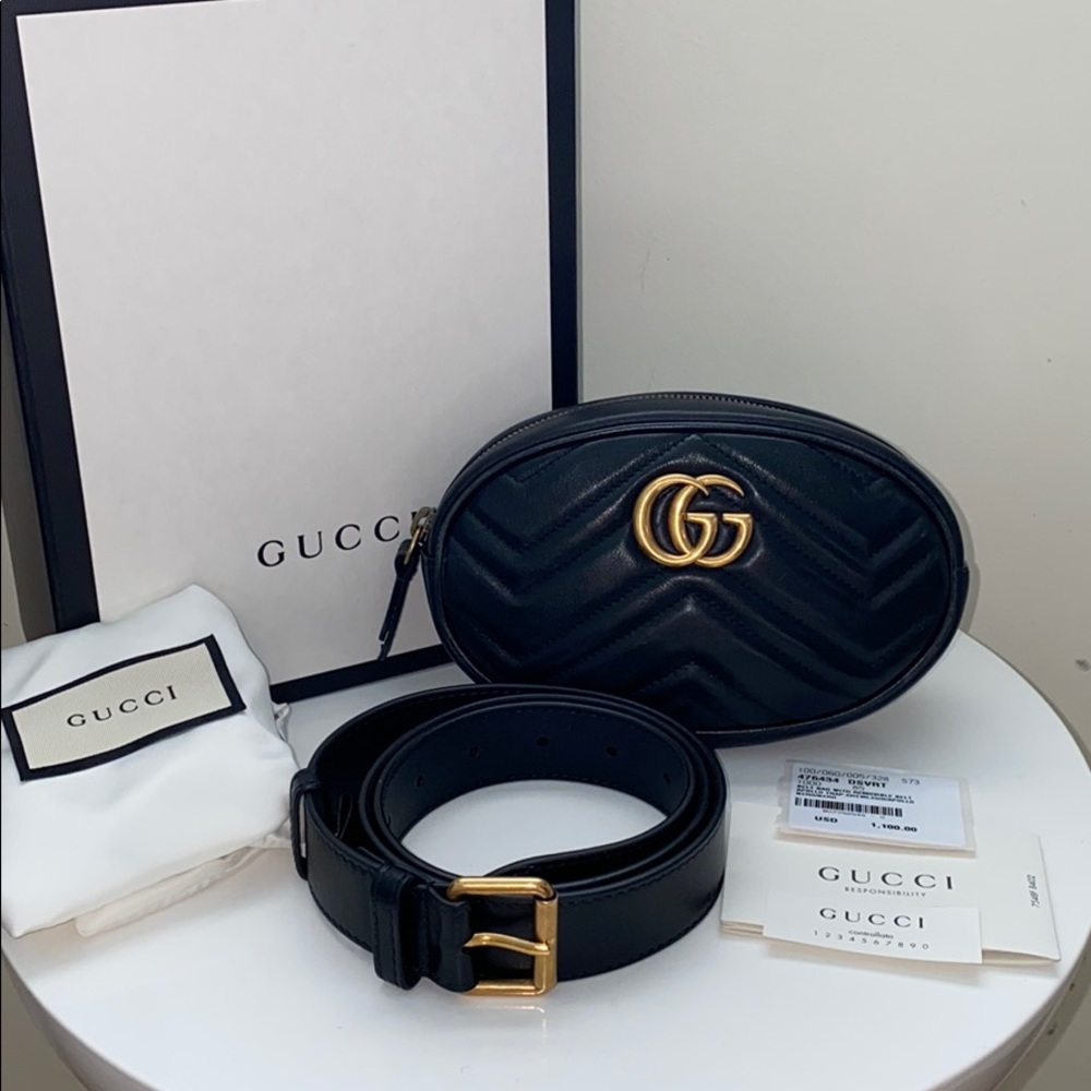 Gucci Marmont Matelasse Leather Belt Bag